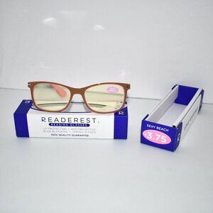 Readerest Blue Light Blocking Reading Glasses in Sexy Beach Beige/Pink 3.75 Magn